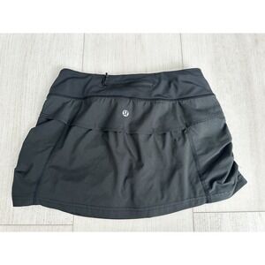Lululemon Skirt Running Tennis Skort Ruched Side Athletic Lined Sz 2 Black